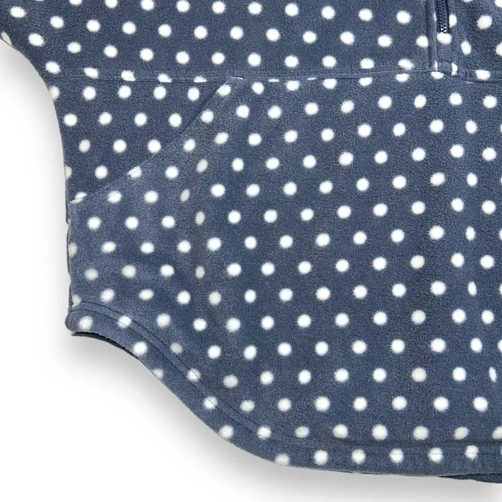 Columbia Girls Fleece Poncho Hooded Pullover Pockets Blue Polka Dots Medium